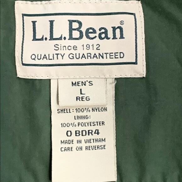 L.L. Bean Men's L Green Nylon/Fleece Zip Front Vest SUPER CLEAN - Picture 8 of 9